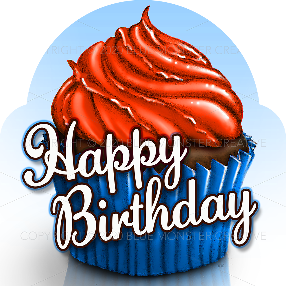 Birthday Sign - Cupcake red/blue