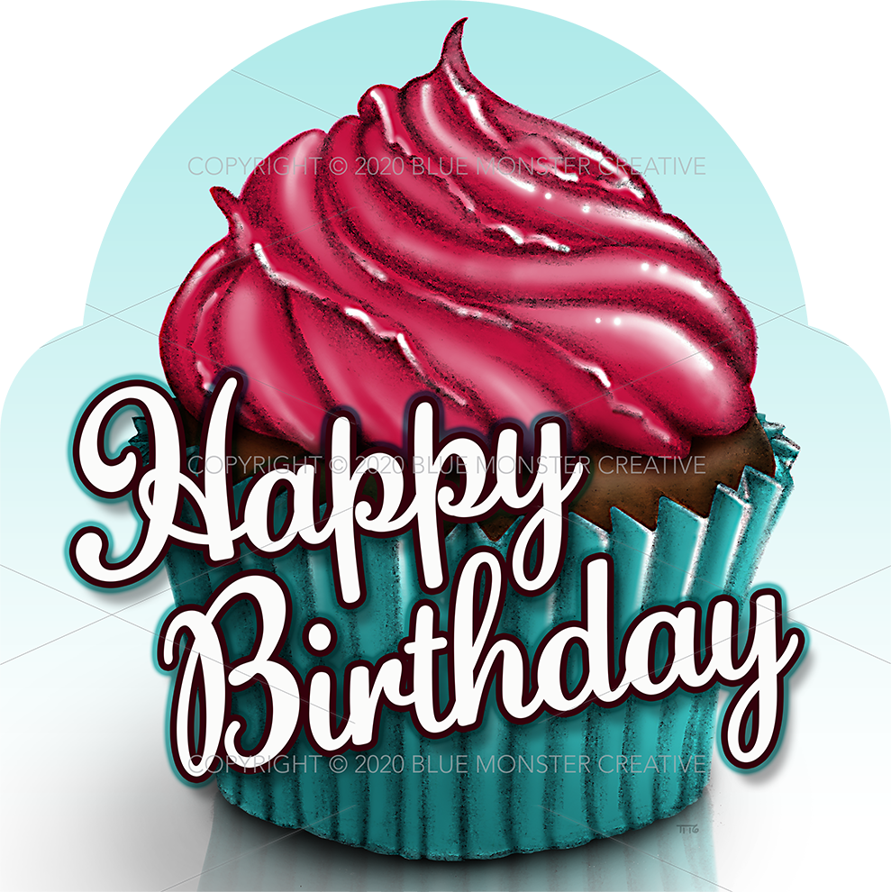 Birthday Sign - Cupcake pink/teal