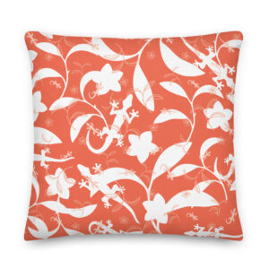 Lizard Dark Pillow - Coral