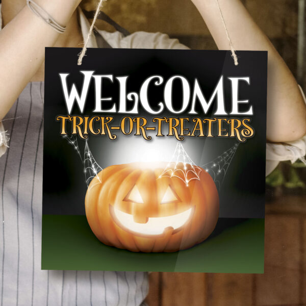 Halloween Welcome Sign in Window