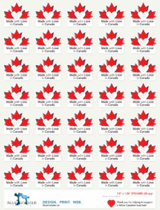 Made with Love in Canada Stickers - Heart Cut