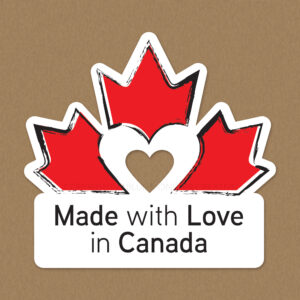 Made with Love in Canada Stickers - Heart Cut