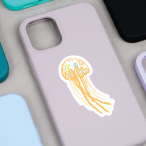 Jellyfish sticker on phone case